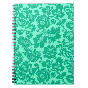 William Morris Floral Damask, Turquoise en Aqua Notitieboek