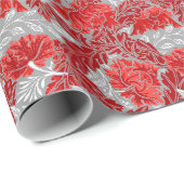 William Morris Floral, Deep Red en Silver Grey Cadeaupapier (Rol Hoek)