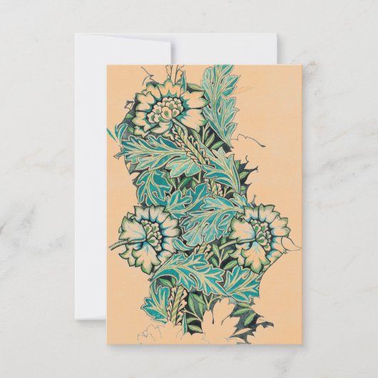 William Morris FLORAL DESIGN PEACH FLAT NOTE CARD Kaart (Voorkant)