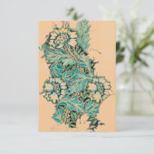 William Morris FLORAL DESIGN PEACH FLAT NOTE CARD Kaart (Staand voorkant)