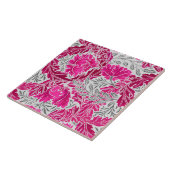 William Morris Floral, Fuchsia Pink & Grey/Grey Tegeltje (Zijkant)