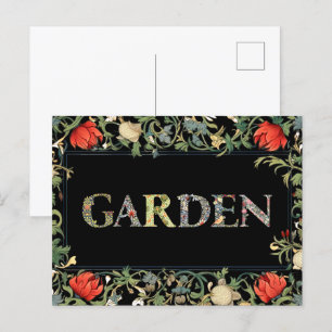 William Morris Floral Garden Motto en Lijst Briefkaart