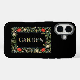 William Morris Floral Garden Motto en Lijst iPhone 16 Hoesje
