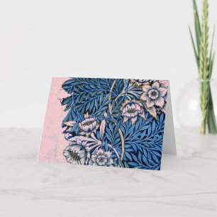 William Morris FLORAL Gevouwen Note Kaart IN ROZE