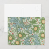 William Morris Floral Green Blue Orchard Briefkaart (Voorkant / Achterkant)