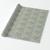 William Morris Floral Green Blue Orchard Cadeaupapier (Uitgerold)
