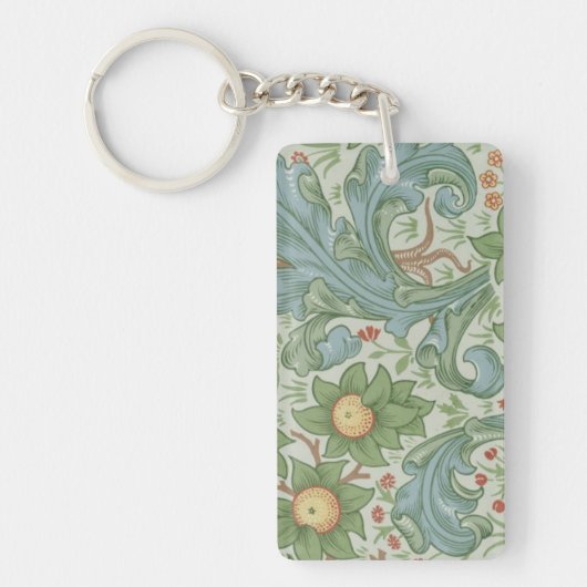 William Morris  Floral Green Blue Orchard Sleutelhanger (Voorkant)