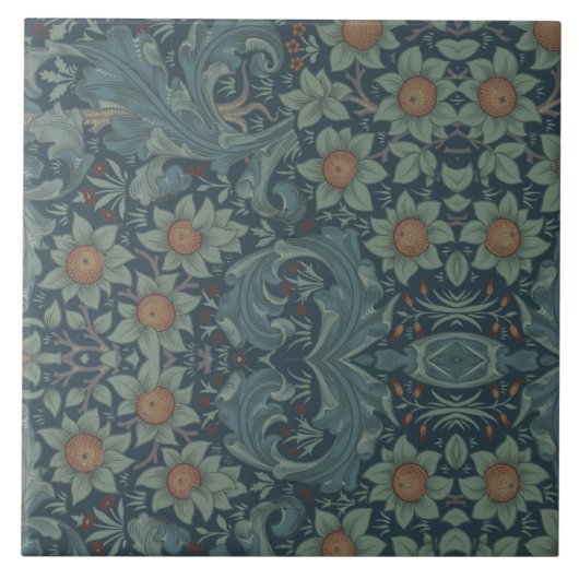 William Morris  Floral Green Blue Orchard Tegeltje (Voorkant)