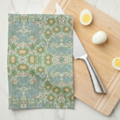 William Morris Floral Green Blue Orchard Theedoek (Quarter Fold)