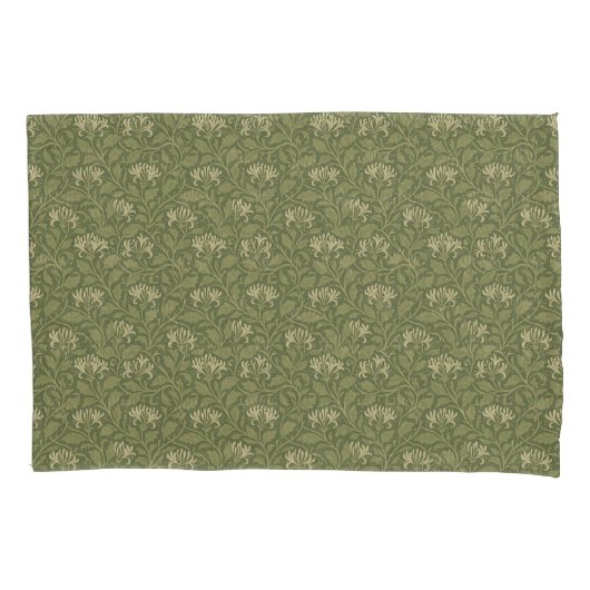 William Morris  Floral Honeysuckle Green Kussensloop (Voorkant)