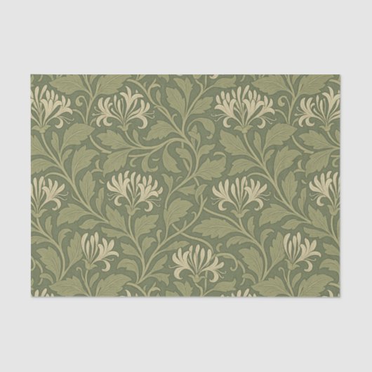 William Morris Floral Honeysuckle Green Tissuepapier (Voorkant)