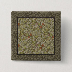 William Morris Floral lily willow art print design Vierkante Button 5,1 Cm