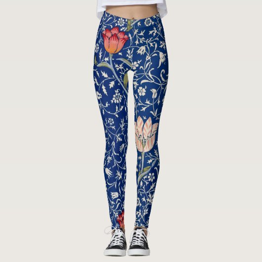 William Morris Floral patroonblauwe leggings (Voorkant)