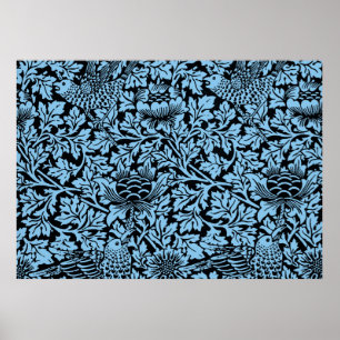 William Morris Floral Pattern Bird Anenome Poster