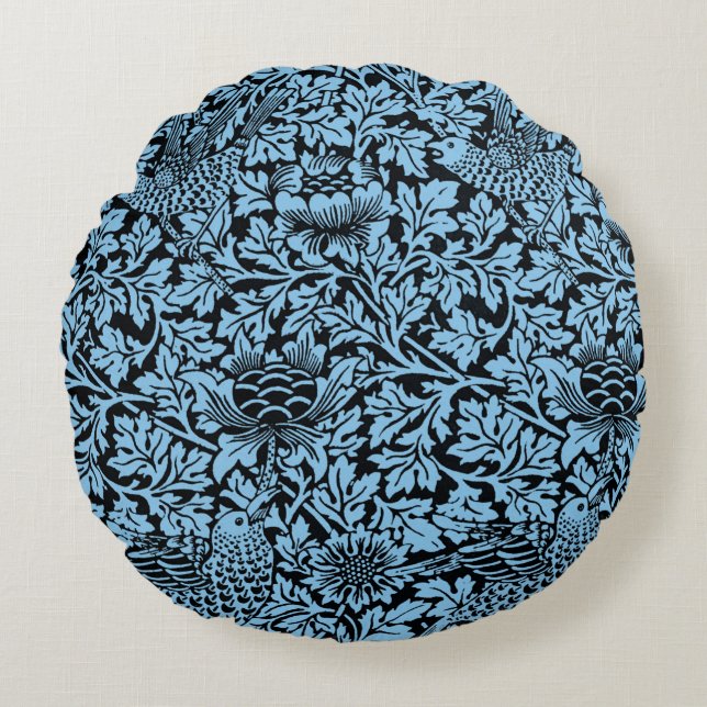 William Morris Floral Pattern Bird Anenome Rond Kussen (Voorkant)
