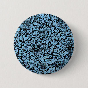 William Morris Floral Pattern Bird Anenome Ronde Button 5,7 Cm