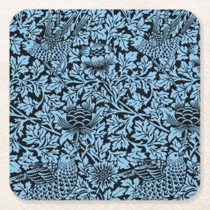 William Morris Floral Pattern Bird Anenome Vierkante Kartonnen Onderzetter