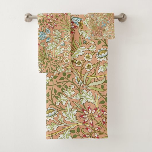 William Morris Floral Pattern Flowers Pink Blue Bad Handdoek (Insitu)