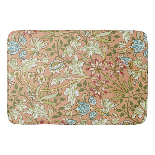 William Morris Floral Pattern Flowers Pink Blue Badmat (Voorkant)