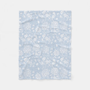 William Morris Floral Pattern in Blue Fleece Deken