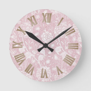William Morris Floral Pattern in Pink Ronde Klok