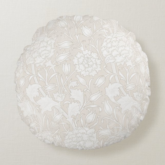 William Morris Floral Pattern in Sepia Rond Kussen (Voorkant)