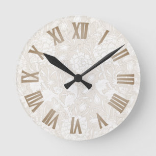 William Morris Floral Pattern in Sepia Ronde Klok