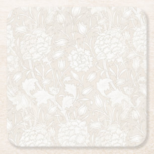 William Morris Floral Pattern in Sepia Vierkante Kartonnen Onderzetter