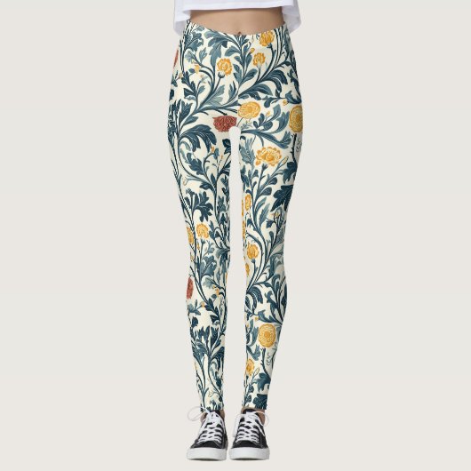William Morris Floral Pattern Leggings (Voorkant)
