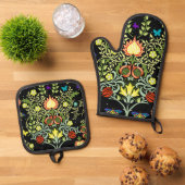 William Morris Floral Pattern Ovenwant & Pannenlap Set (Top down)