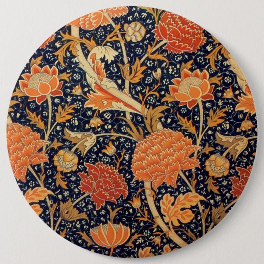 William Morris Floral Pattern Round Button (Voorkant)