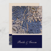 William Morris Floral Pattern Wedding Invitation Kaart (Voorkant / Achterkant)