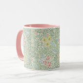 William Morris  Floral Pink Green Bower Mok (Voorkant links)
