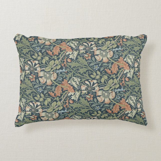 William Morris  Floral Pink Green Compton Accent Kussen (Voorkant)