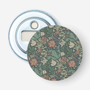 William Morris Floral Pink Green Compton Button Flesopener