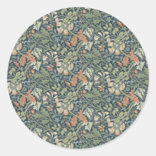 William Morris  Floral Pink Green Compton Ronde Sticker
