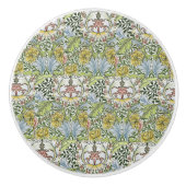 William Morris Floral Pink Green Myrtle Keramische Knop (Voorkant)