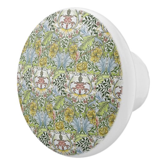 William Morris Floral Pink Green Myrtle Keramische Knop (Rechts)