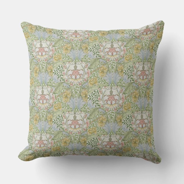 William Morris  Floral Pink Green Myrtle Kussen (Voorkant)