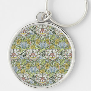 William Morris  Floral Pink Green Myrtle Sleutelhanger