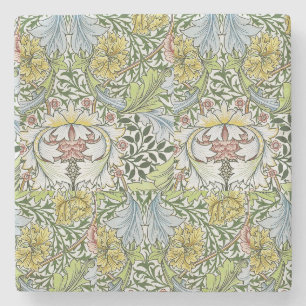 William Morris  Floral Pink Green Myrtle  Stenen Onderzetter