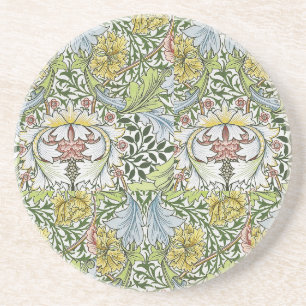 William Morris  Floral Pink Green Myrtle Zandsteen Onderzetter