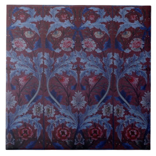 William Morris  Floral Textile Embroidery Tegeltje