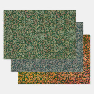 William Morris Flower Garden-Groene tinten Inpakpapier Vel