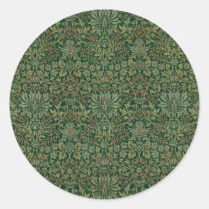 William Morris Flower Garden-Groene tinten Ronde Sticker