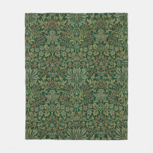 William Morris Flower Garden-Groenen Fleece Deken