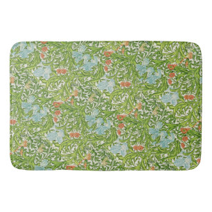William Morris  Flowers Floral Green Pink Badmat