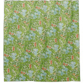 William Morris  Flowers Floral Green Pink Douchegordijn (Voorkant)