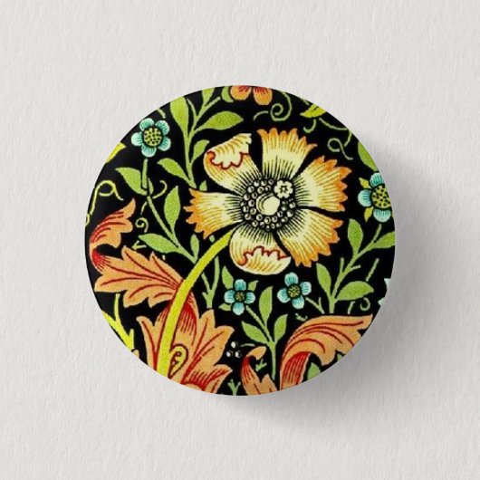William Morris Flowers Ronde Button 3,2 Cm (Voorkant)