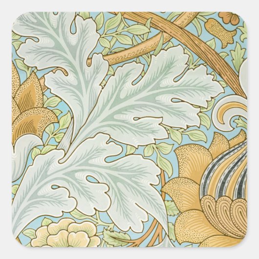 William Morris -  Foliage & Floral Pattern Vierkante Sticker (Voorkant)